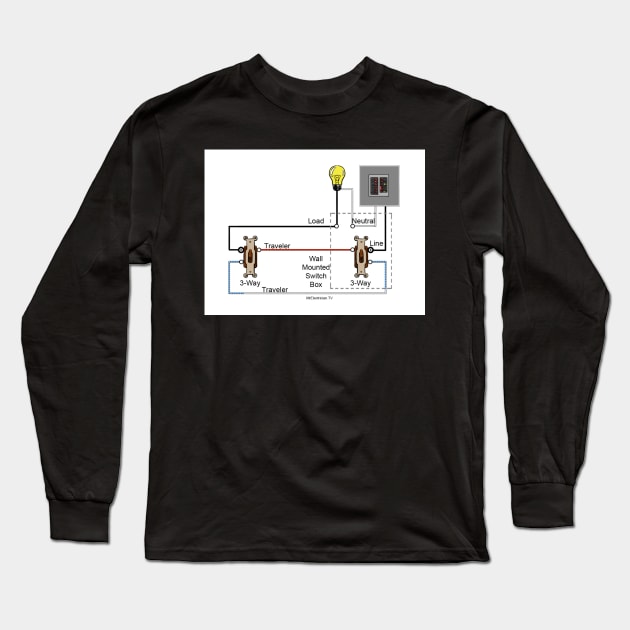 Three-Way Switch Wiring Diagram Line Load Same Box Long Sleeve T-Shirt by MVdirector